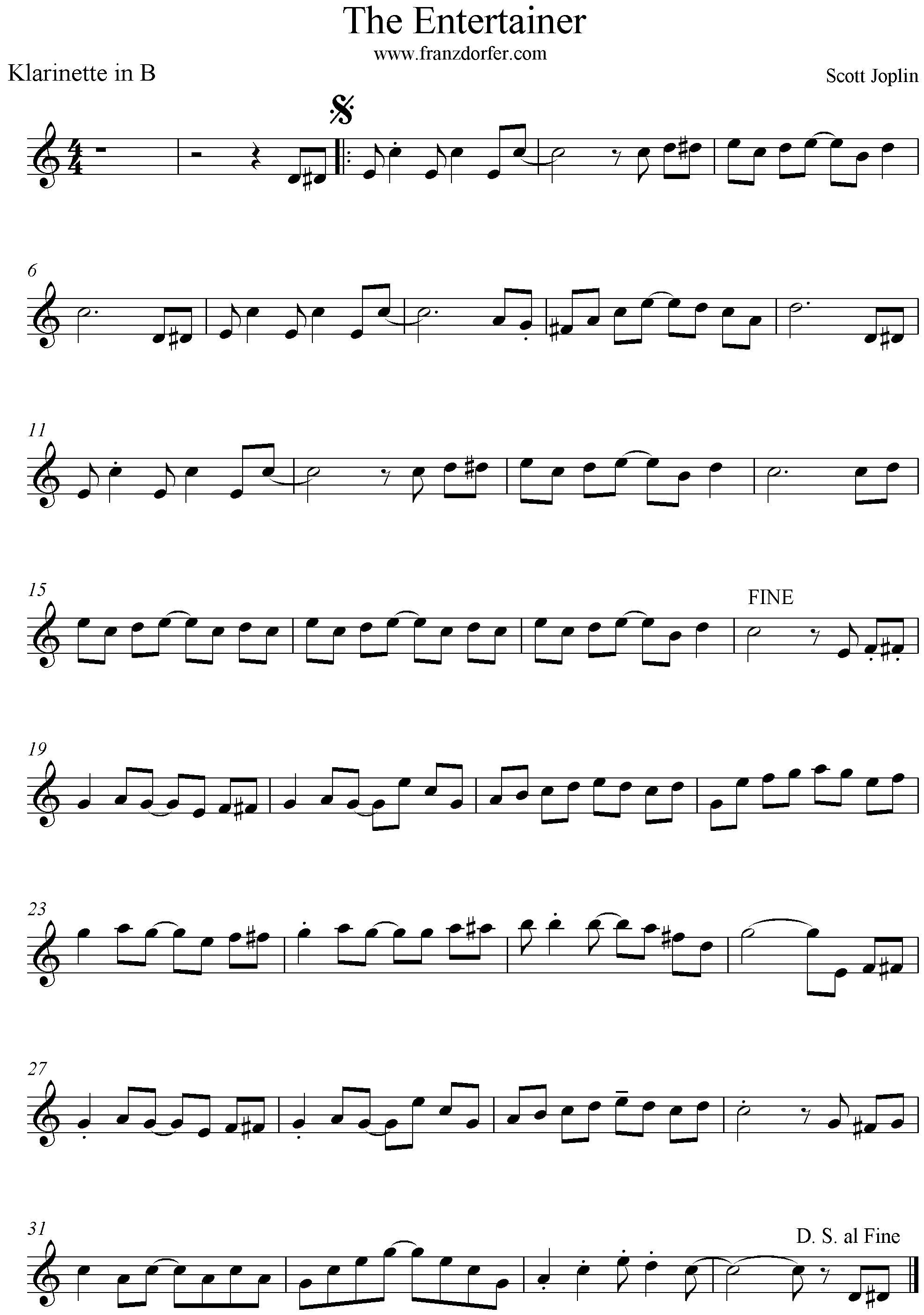 sheet, Noten The Entertainer